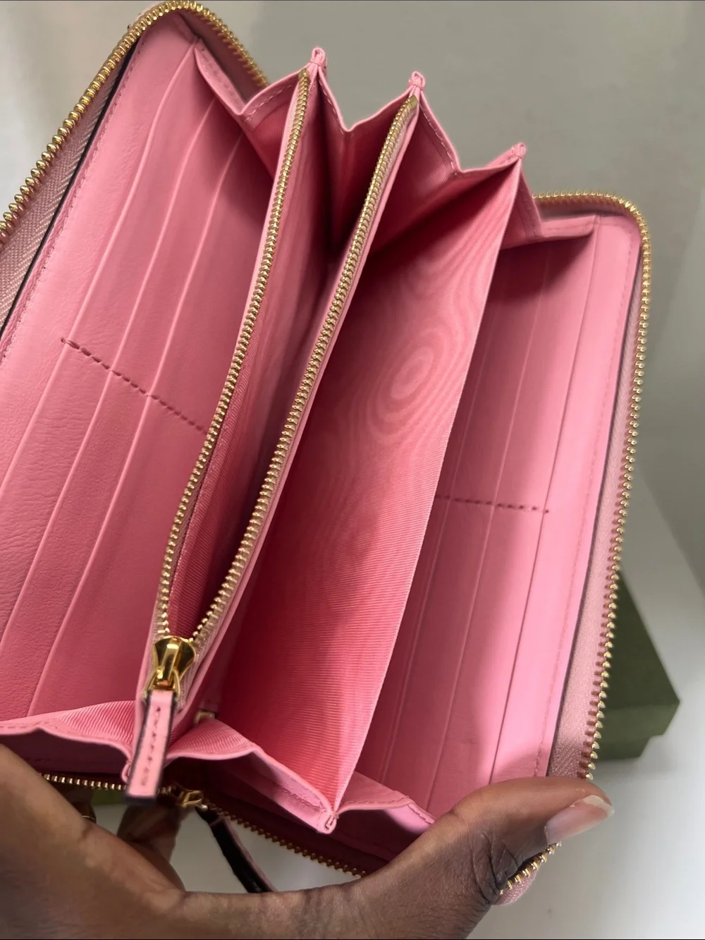 Gucci GG Marmont Zipper Wallet Pink Python Leather Long Wallet